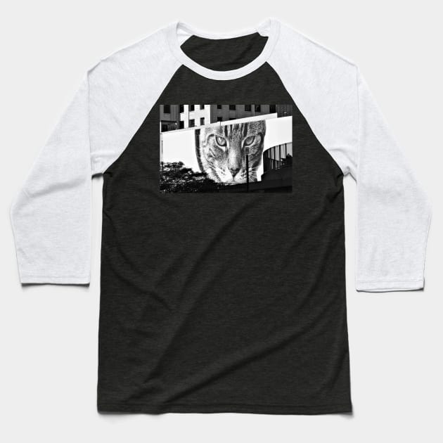 Detroit cat Baseball T-Shirt by ThomasGallant